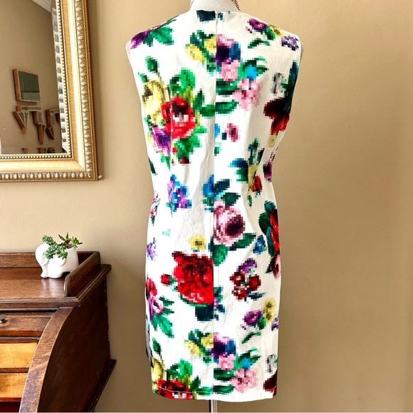 Love Moschino Floral Pixel Dress White Sleeveless Mini Stretch Cotton Size 8 - Picture 10 of 16